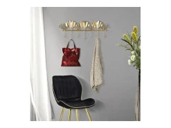 Cabides de Parede Folha 8, Ouro, 66,2x6x26,3 cm, Kendra Home