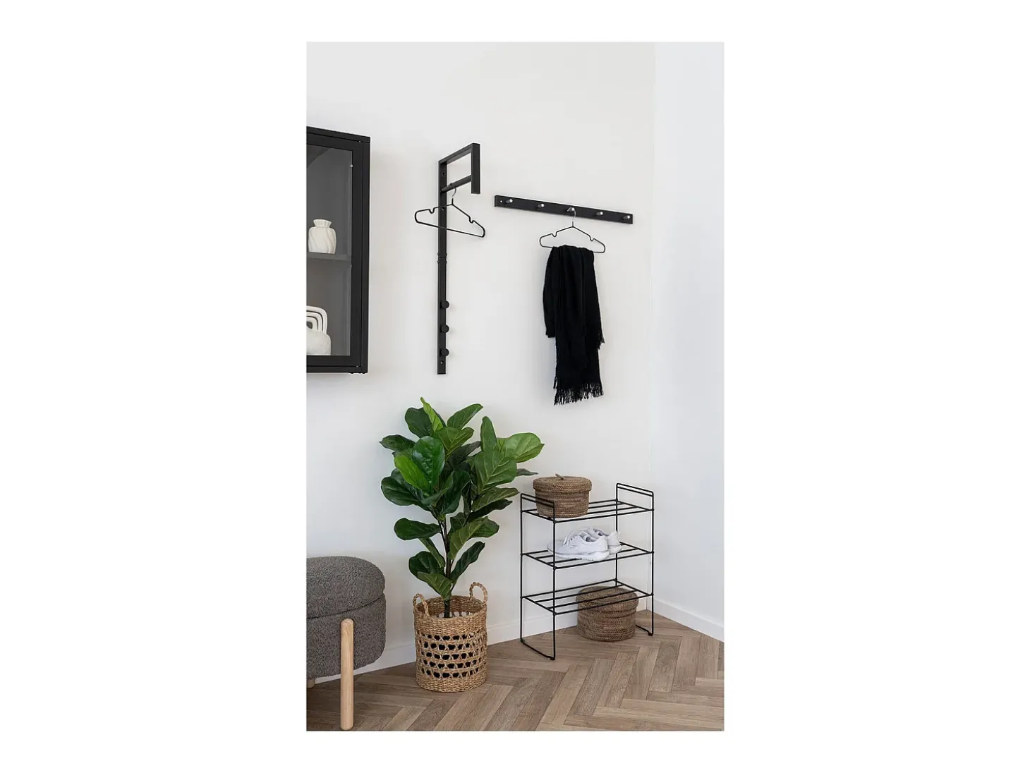 Cabides de Parede Trento, Preto, 30x3x82 cm, Kendra Home