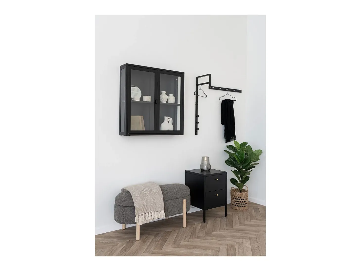 Cabides de Parede Trento, Preto, 30x3x82 cm, Kendra Home
