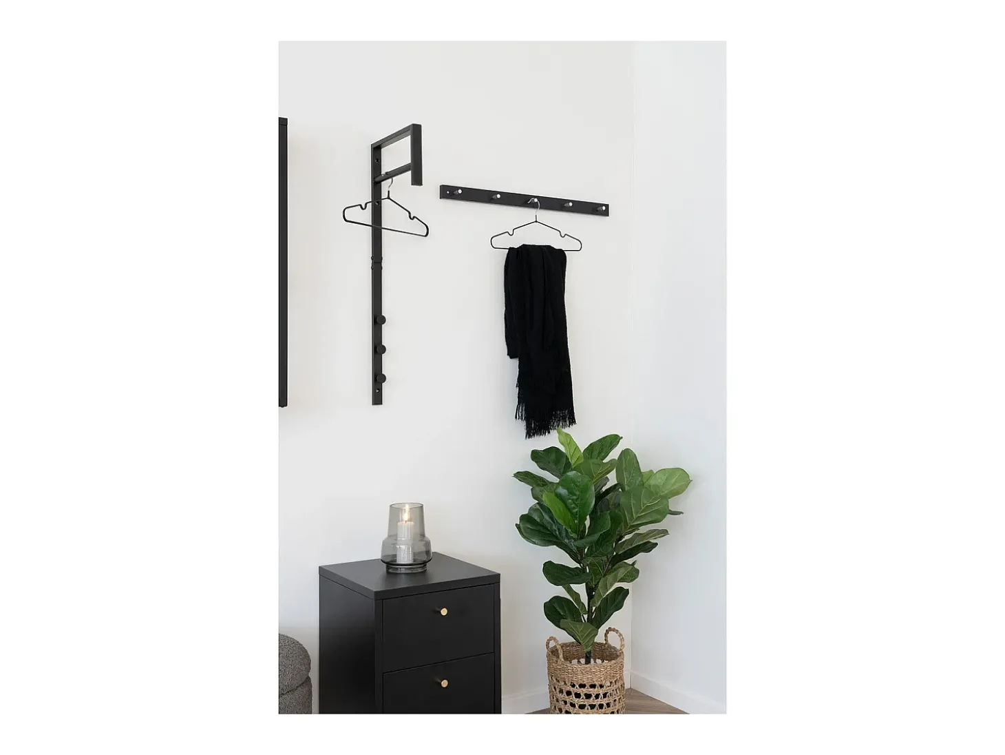 Cabides de Parede Trento, Preto, 30x3x82 cm, Kendra Home
