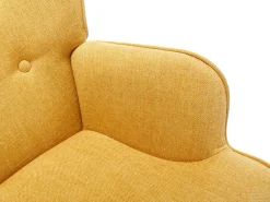 Cadeira baloiço tecido xadrez amarelo pés baloiço e botões decorativos encosto ELMINA II