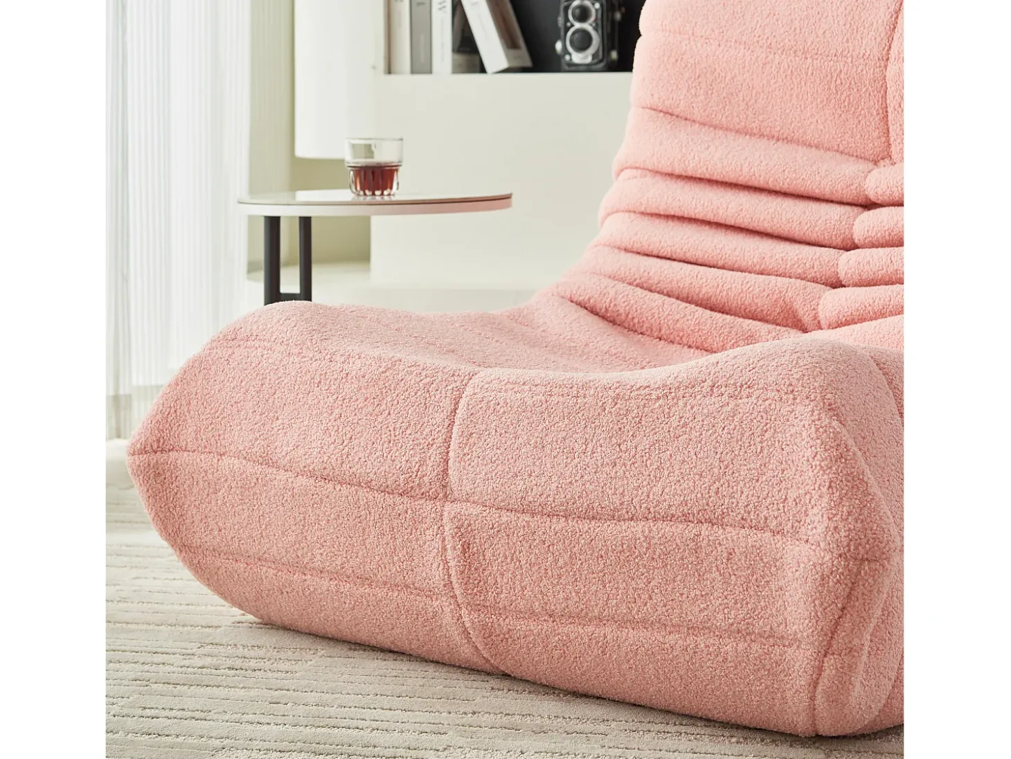 Cadeira Bean Bag - Espuma de alta densidade - Sofá Bean Bag - Cadeira de sala - Veludo - Rosa
