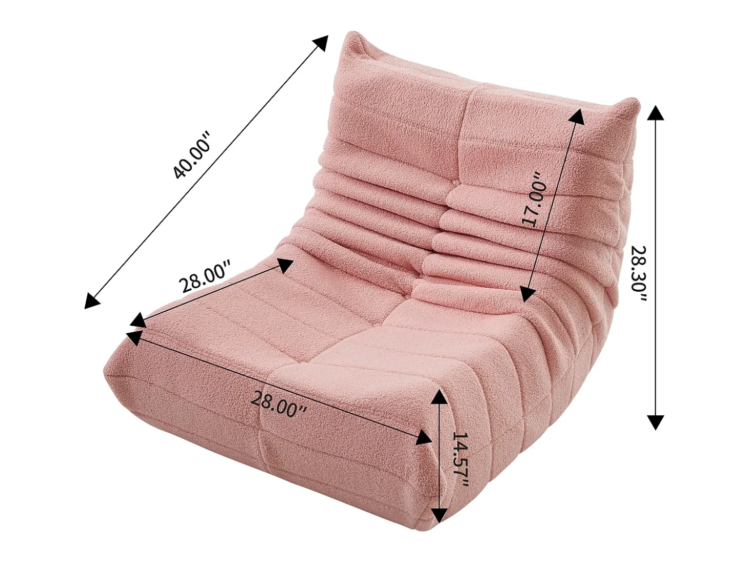 Cadeira Bean Bag - Espuma de alta densidade - Sofá Bean Bag - Cadeira de sala - Veludo - Rosa