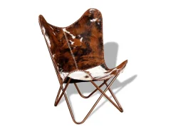 Cadeira Borboleta | Seta Chair pele de vaca genuína castanho e branco SHL886183