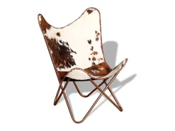 Cadeira Borboleta | Seta Chair pele de vaca genuína castanho e branco SHL886183