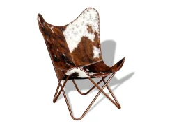 Cadeira Borboleta | Seta Chair pele de vaca genuína castanho e branco SHL886183