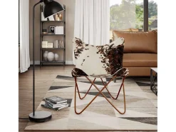 Cadeira Borboleta | Seta Chair pele de vaca genuína castanho e branco SHL886183