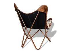 Cadeira Borboleta | Seta Chair pele de vaca genuína castanho e branco SHL886183
