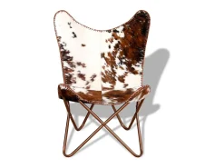 Cadeira Borboleta | Seta Chair pele de vaca genuína castanho e branco SHL886183