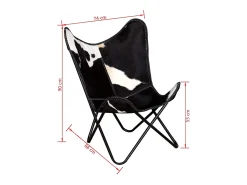 Cadeira Borboleta | Seta Chair pele de vaca genuína preto e branco SHL576452