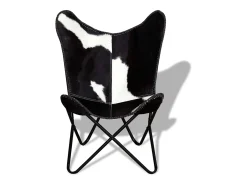 Cadeira Borboleta | Seta Chair pele de vaca genuína preto e branco SHL576452