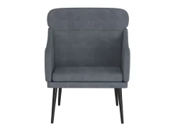 Cadeira c/ apoio de braços 63x76x80 cm veludo cinzento-escuro PT243669
