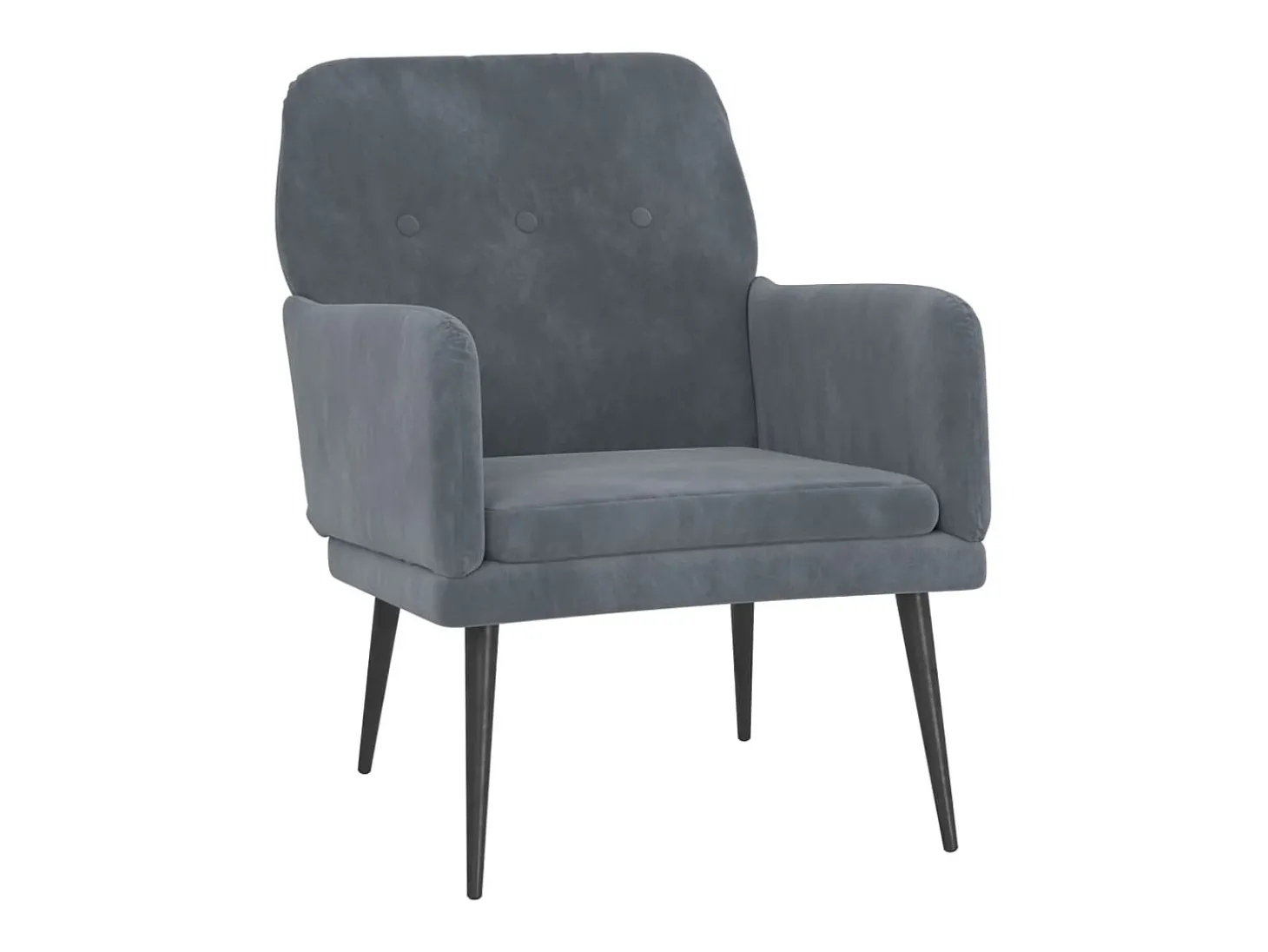 Cadeira c/ apoio de braços 62x79x79 cm veludo cinzento-escuro