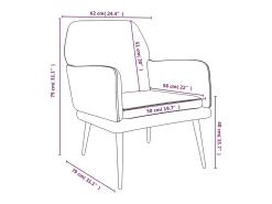 Cadeira c/ apoio de braços 62x79x79 cm veludo cinzento-escuro