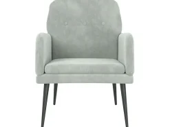Cadeira c/ apoio de braços 62x79x79 veludo cinzento-claro PT575102