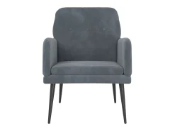 Cadeira c/ apoio de braços 62x79x79 cm veludo cinzento-escuro PT221327
