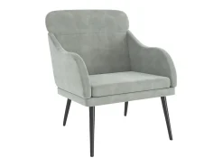 Cadeira com apoio de braços 63x76x80 cm veludo cinzento-claro PT118098