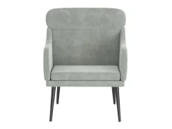 Cadeira com apoio de braços 63x76x80 cm veludo cinzento-claro PT118098