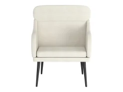 Cadeira com apoio de braços 63x76x80 cm veludo cor creme PT193504