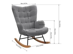 Cadeira de balanço - Cadeira de sala para quarto - Capacidade de carga até 120 kg - Poliéster - Cinza - 68 x 75 x 92 cm