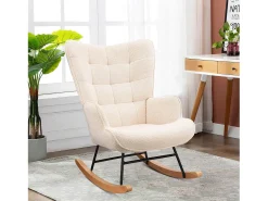 Cadeira de balanço - Cadeira de sala para quarto - Capacidade de carga até 120 kg - Poliéster - Bege - 68 x 75 x 92 cm