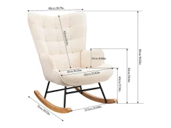 Cadeira de balanço - Cadeira de sala para quarto - Capacidade de carga até 120 kg - Poliéster - Bege - 68 x 75 x 92 cm