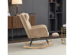 Cadeira de balanço 102×65×92 cm - assento acolchoado - encosto alto - com almofada cervical - Marrom