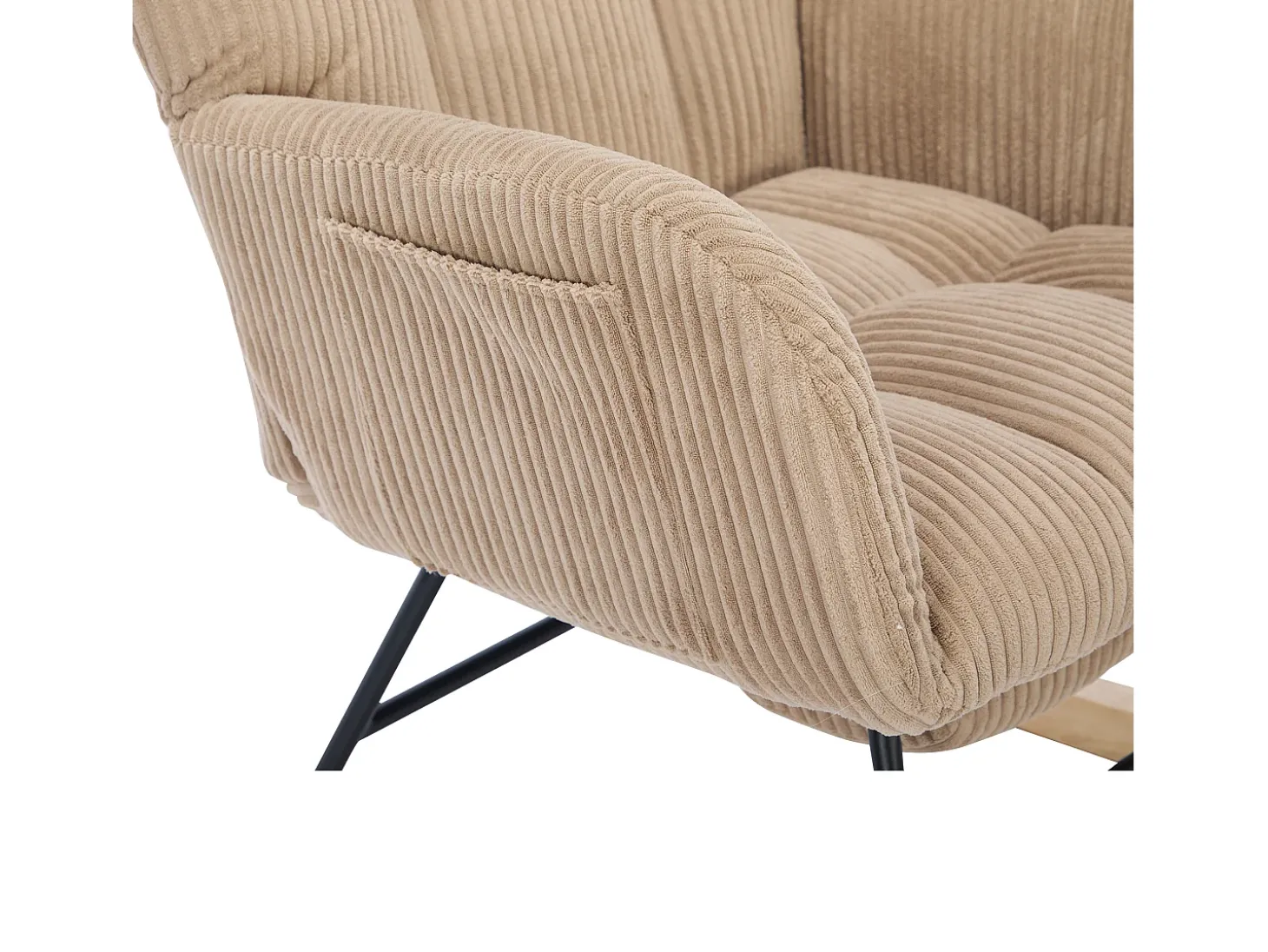 Cadeira de balanço 102×65×92 cm - assento acolchoado - encosto alto - com almofada cervical - Marrom
