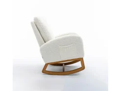 Cadeira de balanço - Encosto acolchoado - Pernas de madeira - Branco
