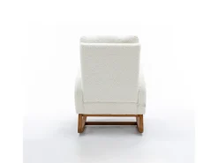 Cadeira de balanço - Encosto acolchoado - Pernas de madeira - Branco