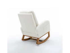 Cadeira de balanço - Encosto acolchoado - Pernas de madeira - Branco