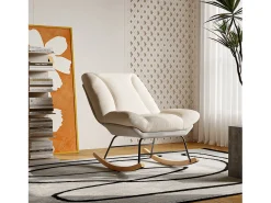 Cadeira de balanço acolchoada com encosto ajustável - Para sala de estar, quarto ou varanda - Dimensões: 90,5 x 74 x 98 cm