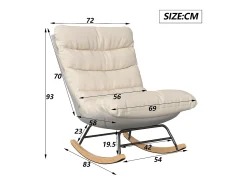 Cadeira de balanço acolchoada com encosto ajustável - Para sala de estar, quarto ou varanda - Dimensões: 83 x 72 x 93 cm
