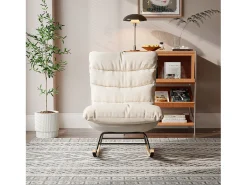 Cadeira de balanço acolchoada com encosto ajustável - Para sala de estar, quarto ou varanda - Dimensões: 83 x 72 x 93 cm