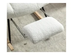 Cadeira de balanço com apoio de braços e apoio para os pés removível, em tecido Teddy branco