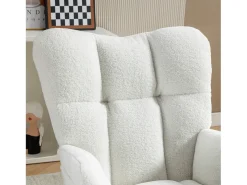 Cadeira de balanço com apoio de braços e apoio para os pés removível, em tecido Teddy branco