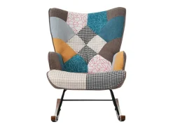 Cadeira de balanço com apoio para pés - 69,5 x 50 x 88,5 cm - Esponja + fibras de polipropileno - Multicolor