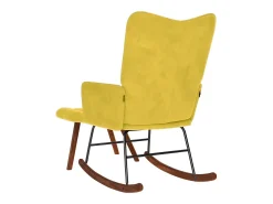 Cadeira de balanço com banco em veludo amarelo
