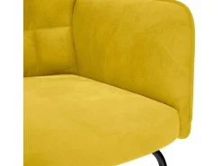 Cadeira de balanço com banco em veludo amarelo