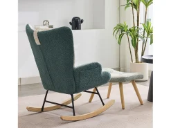 Cadeira de balanço de tecido bouclé com apoio para os pés e para a cabeça - 65,5 x 83 x 95 cm - Multicolorido