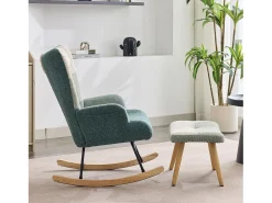 Cadeira de balanço de tecido bouclé com apoio para os pés e para a cabeça - 65,5 x 83 x 95 cm - Multicolorido
