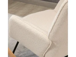 Cadeira de balanço de veludo bouclé bege, cadeira de balanço com braços