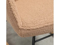 Cadeira de balanço de veludo bouclé marrom, cadeira de balanço com braços