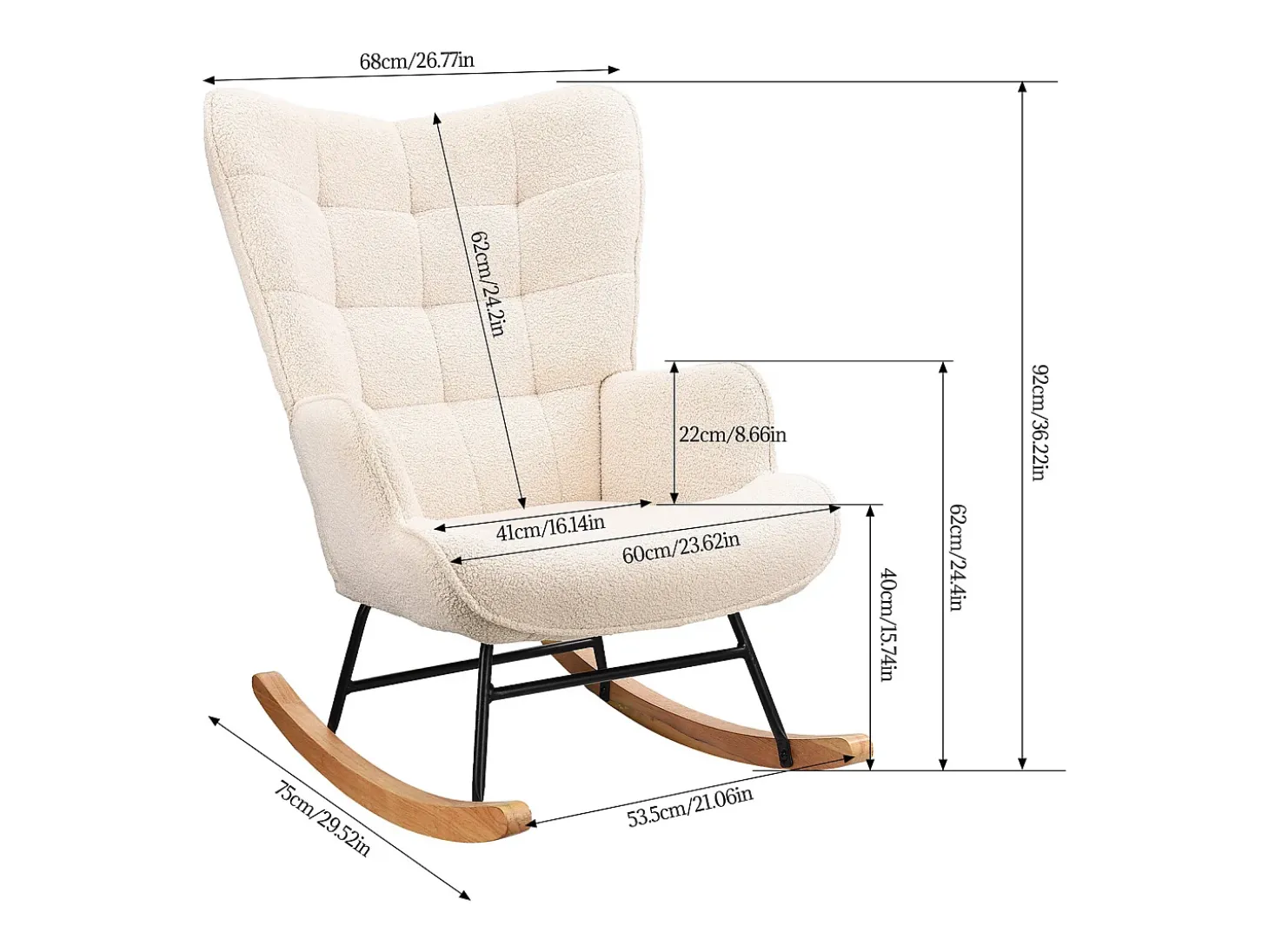 Cadeira de balanço ergonômica para adultos, para áreas externas e internas, cinza