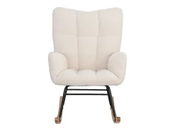 Cadeira de balanço moderna de veludo Teddy - Cadeira de balanço com braços, branca