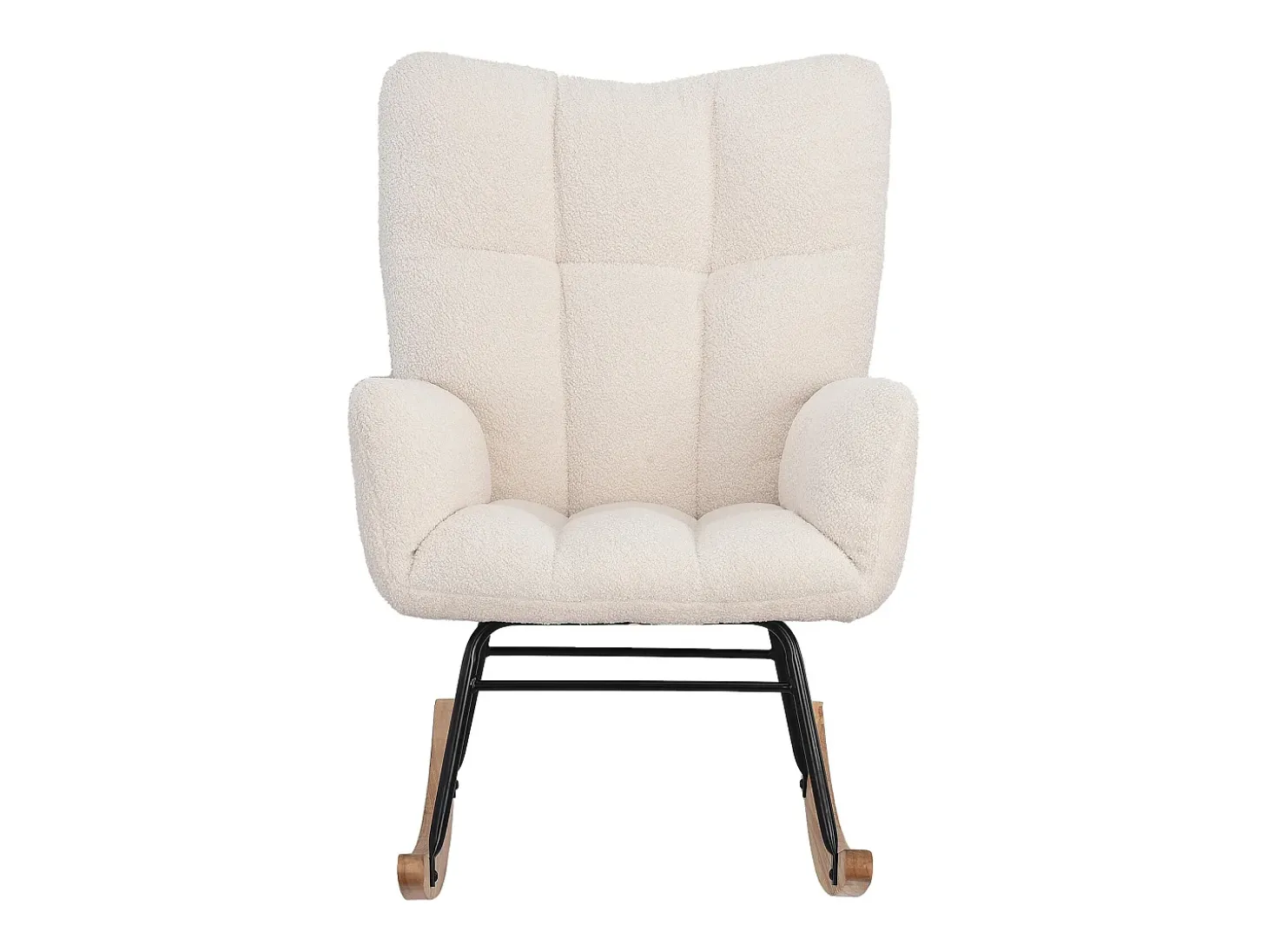 Cadeira de balanço moderna de veludo Teddy - Cadeira de balanço com braços, branca