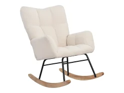 Cadeira de balanço moderna de veludo Teddy - Cadeira de balanço com braços, branca