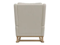 Cadeira de balanço, poltrona com almofada acolchoada, bolso lateral e apoios de braço, linho, bege