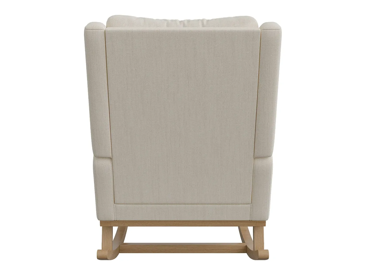 Cadeira de balanço, poltrona com almofada acolchoada, bolso lateral e apoios de braço, linho, bege