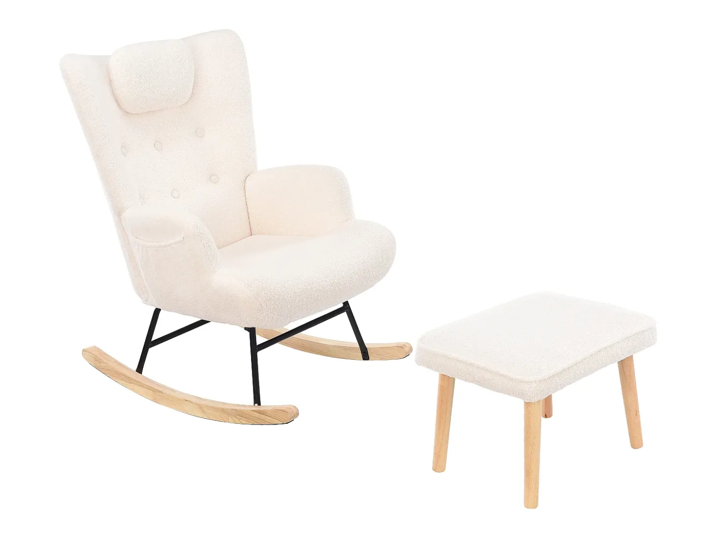 Cadeira de balanço Teddy, chaise longue com apoio de cabeça e apoio para os pés, 150 kg
